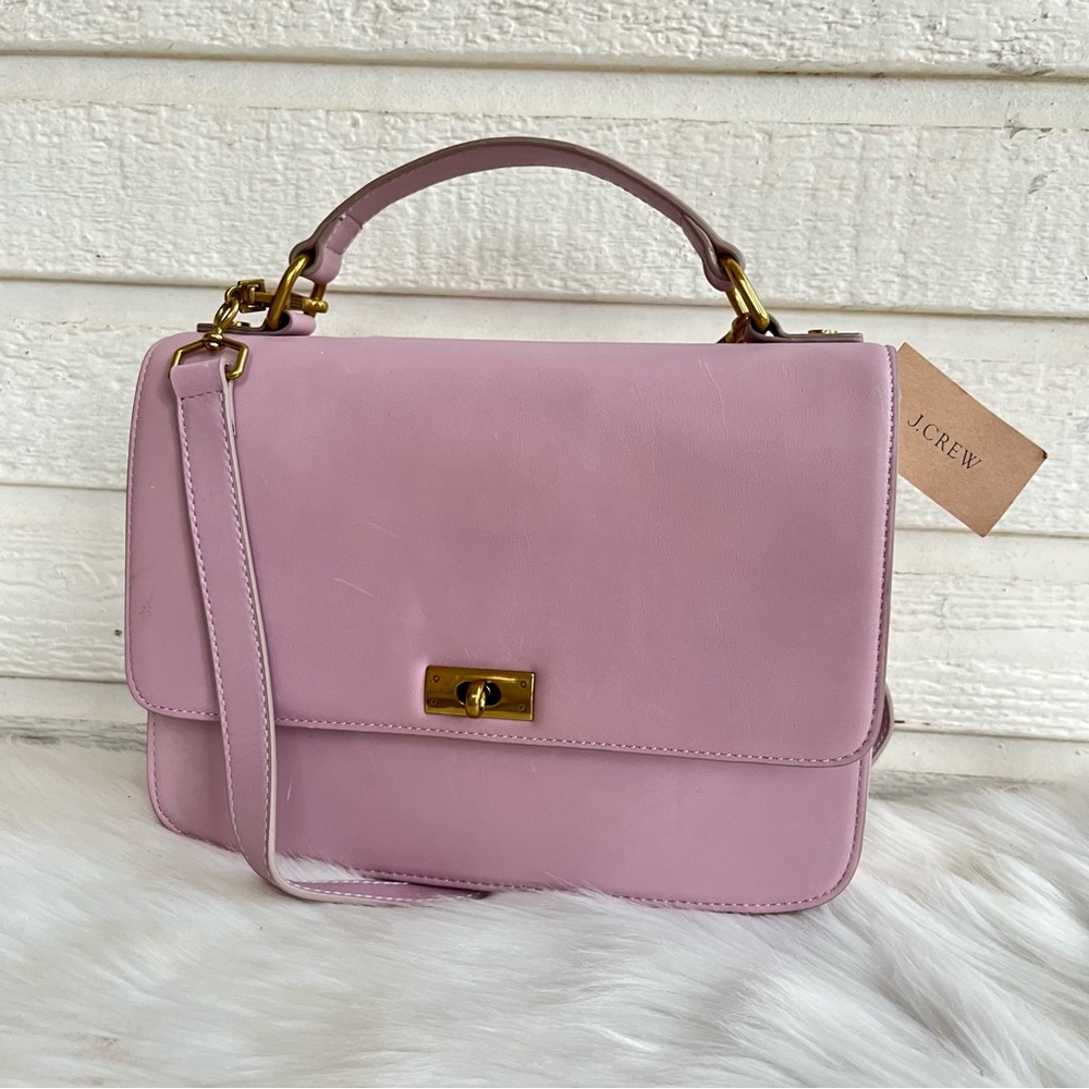 J. Crew Lavender Flap Turnlock Shoulder Bag Satchel - Picture 1 of 11